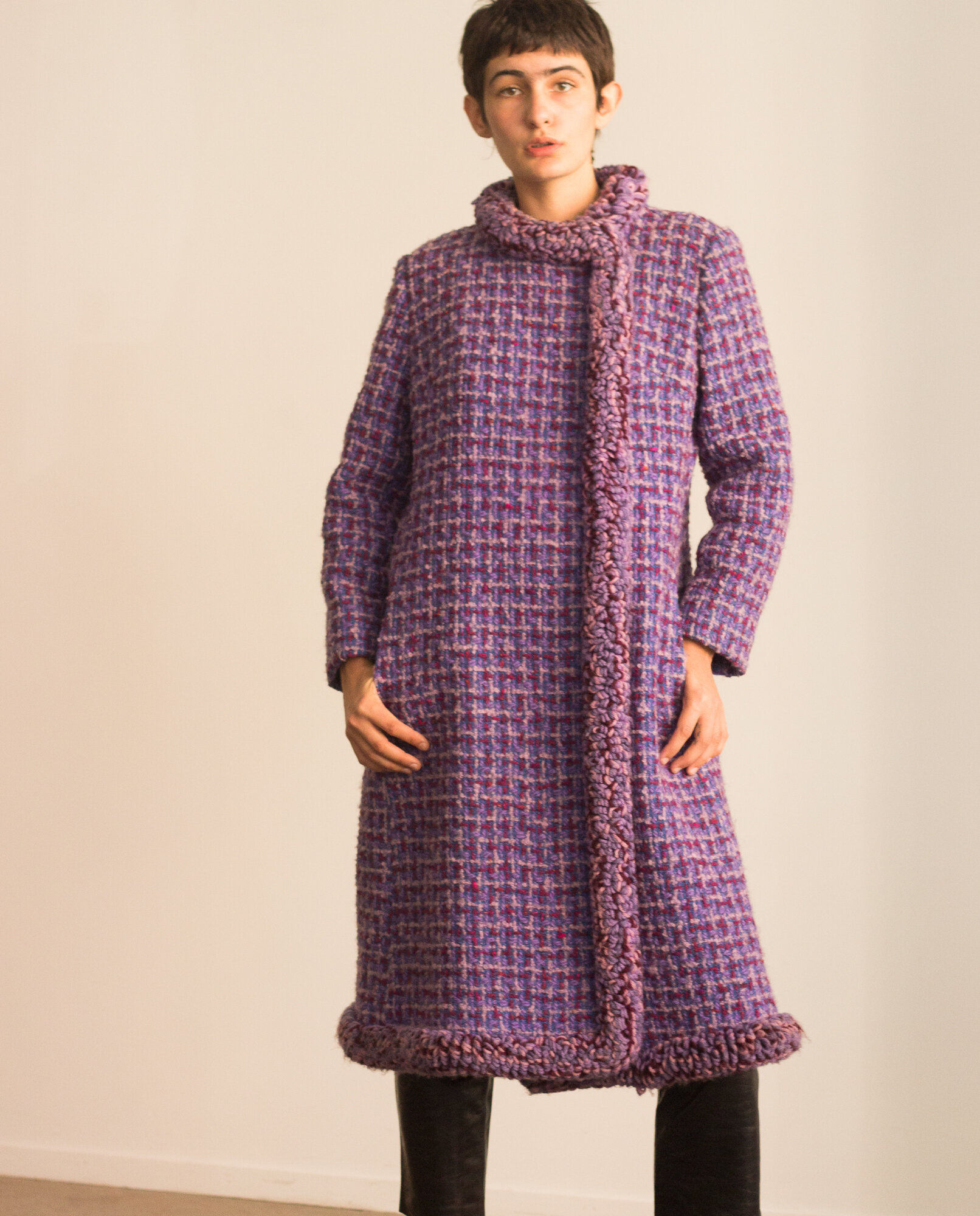 1960s Lilac Tweed Muppet Fringed Coat — Wayward Collection 1960s Lilac Tweed Muppet Fringed Coat — Wayward Collection